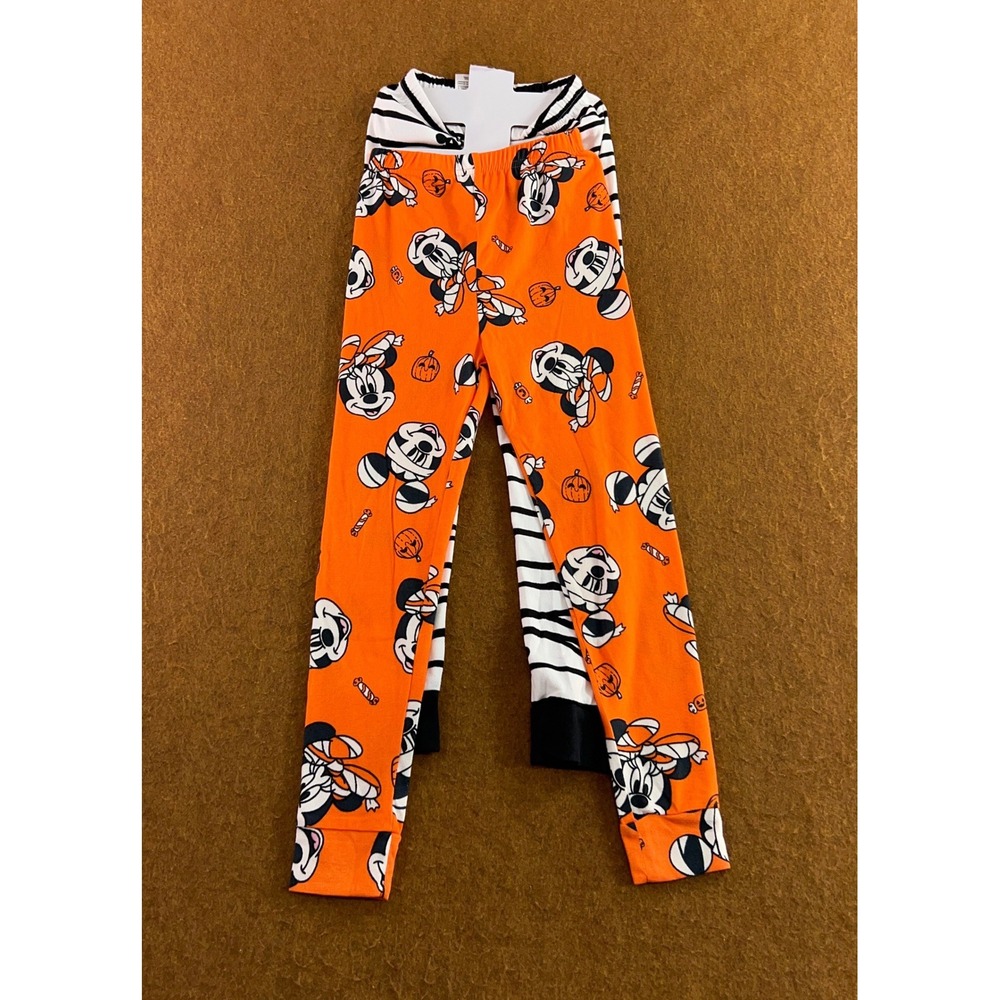 Disney Kids 7 Orange White Minnie Mouse Halloween Mummy Pajama Pants 2pk New